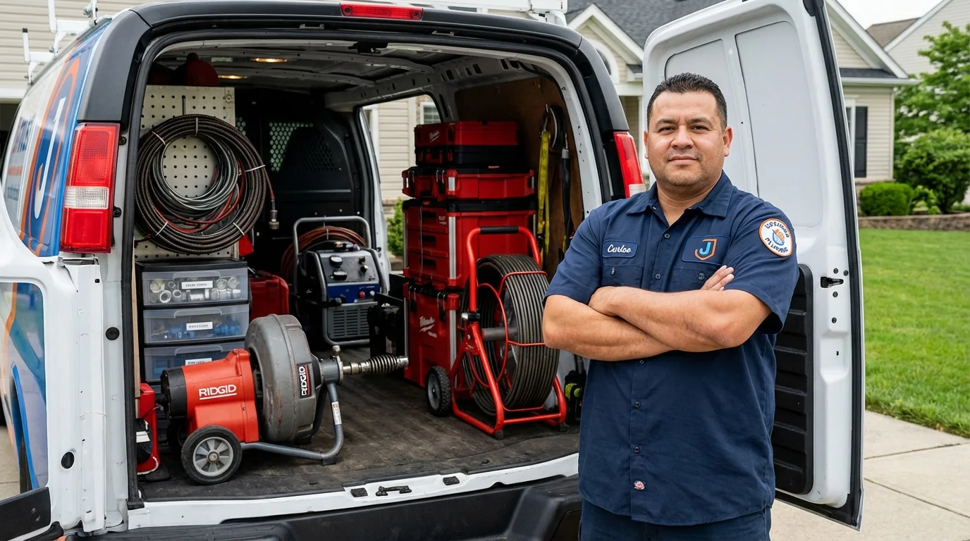 Professional drain cleaning equipment and Johns Plumbing LLC plumber in Luther