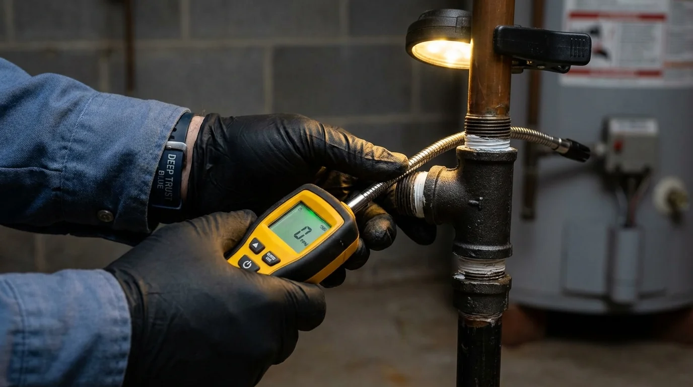 Gas leak detection with electronic sniffer by Johns Plumbing LLC in Luther