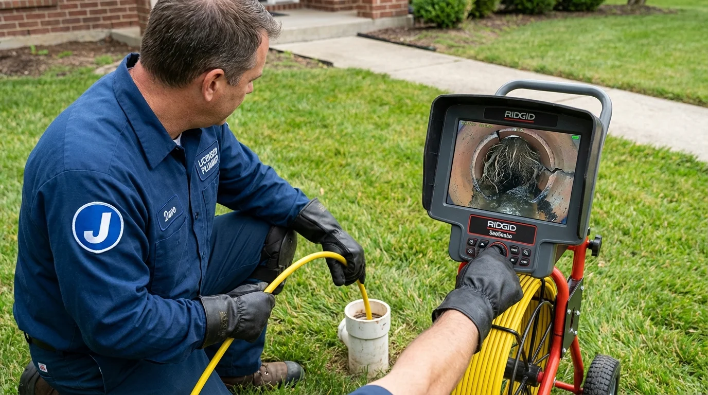 Sewer camera inspection being performed by Johns Plumbing LLC in Luther