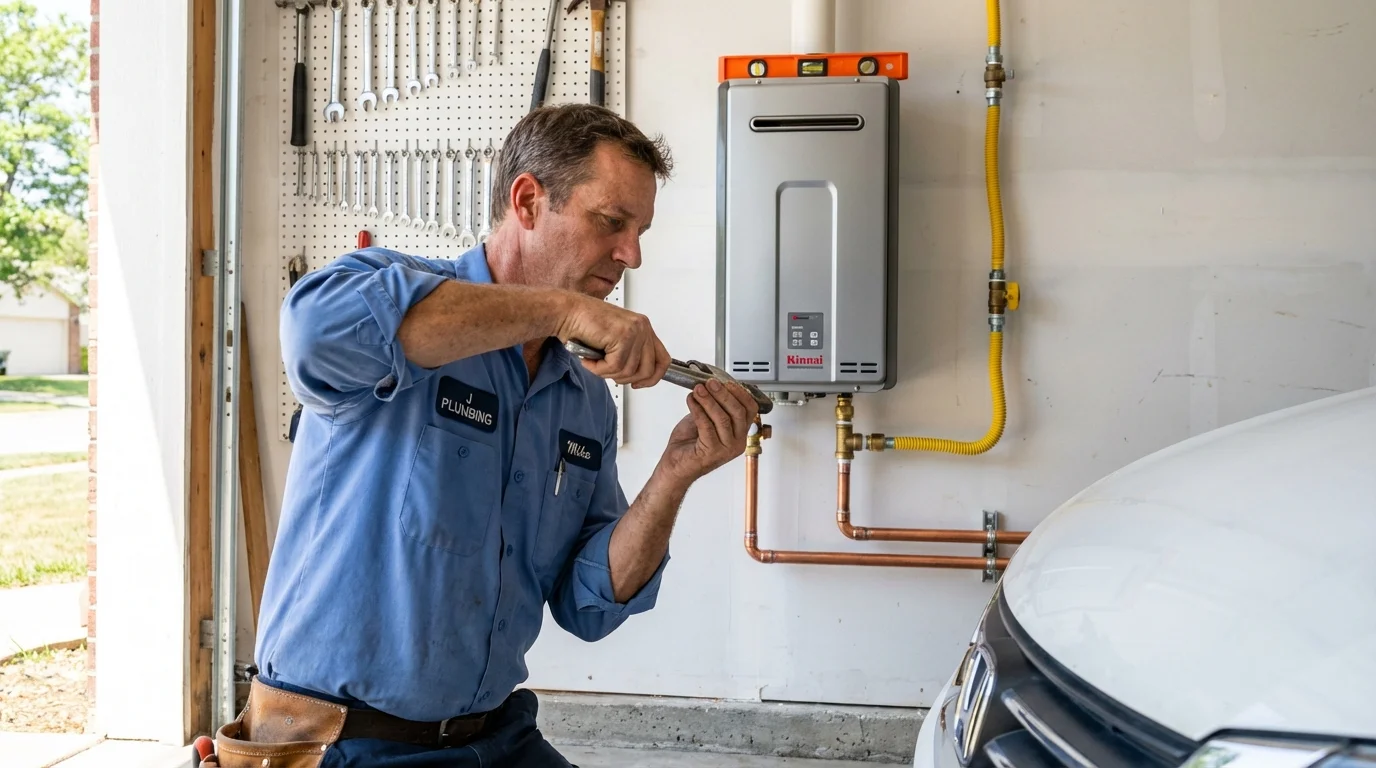 Tankless water heater installation by a Johns Plumbing LLC plumber in Luther